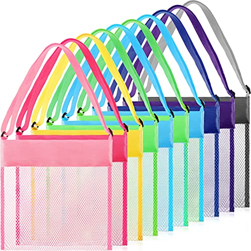 Frienda 15 Pack Mesh Beach Tote Bag, Seashell Bags, Bag Toys Organizer for Holding Beach Children' Toys Market Picnic(Classic Style)