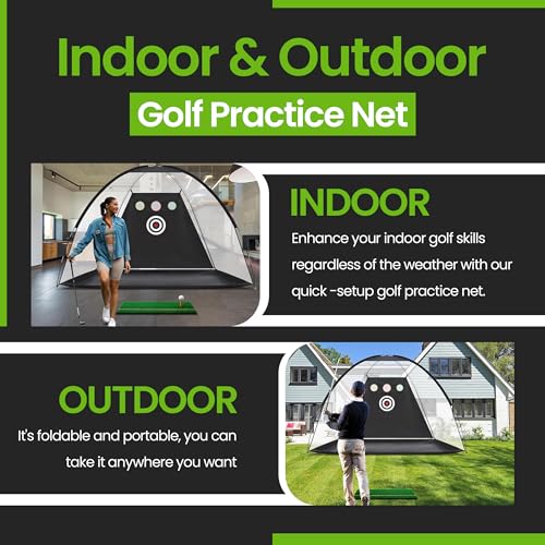 Golf Hitting Net 10x7 FT - All-in-One Golf Training Set with Backyard & Chipping Net, Mat, Balls, Tees - Indoor/Outdoor Golf Practice Equipment for All Skill Levels - Image 4
