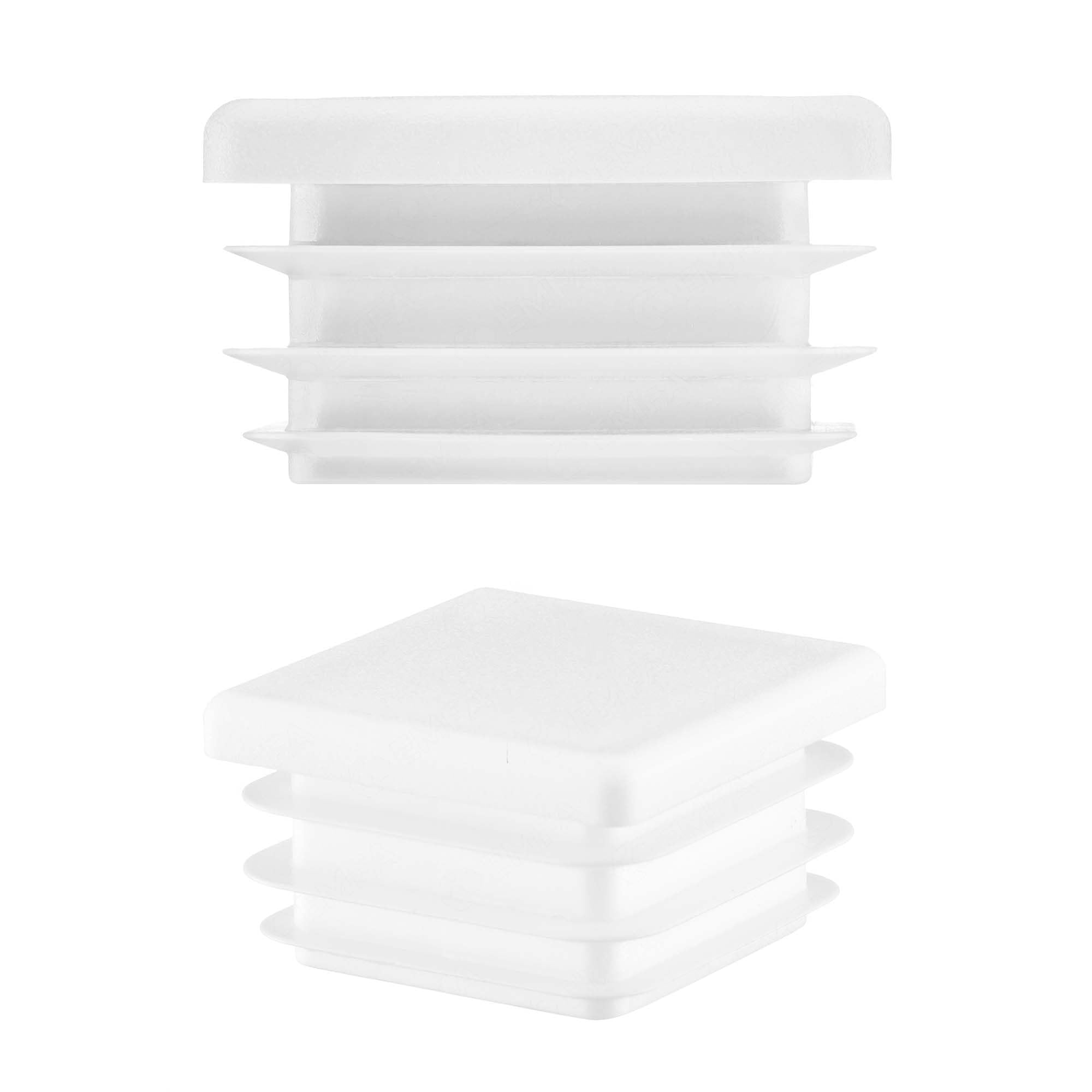 EMFA Tapón para Tubo Cuadrado 100x100 mm, Blanco, 50 Piezas | Tapón Cuadrado, Terminal para Tubo, Polietileno PE, Tapón con Láminas