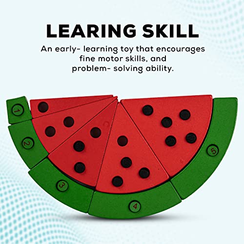 Image of Baybee Wooden Lacing Watermelon Threading Game Puzzle Kids Toys, Wooden Toys with Watermelon, Seeds, Numbers & Lace, Early Learning Puzzle for Kids 3+ Years Boys Girls