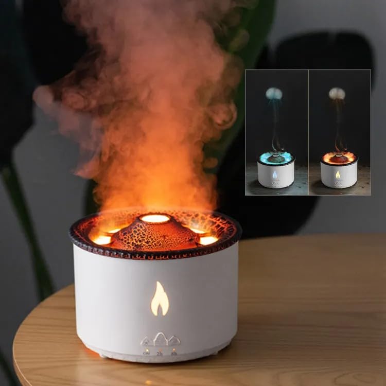 AUSHA Plastic Ultrasonic Essential Oil Diffuser With Flame&Volcano Effect - Remote Control, 2 Mist Modes, 2 Timer Settings, Auto Shut-Off - Aromatherapy Air Humidifier For Home, Office, Spa (B0C9TDVTJX) Amazon Price History, Amazon Price Tracker
