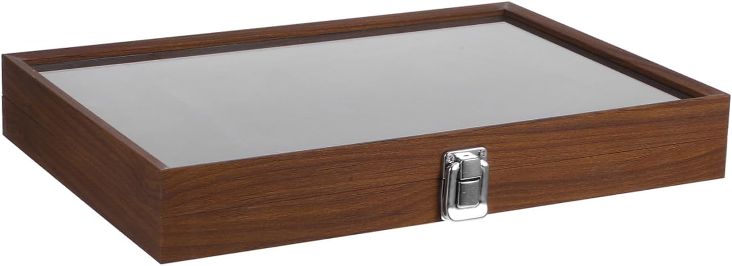 Cabilock Vintage Wooden Jewelry Organizer with Velvet Lining Compartment Bracelet Display Tray with Lid for Bangles Watches and Accessories Decor