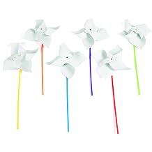 Fun Express DIY Jumbo Pinwheels Bulk Set 24 Pack - Color Your Own Craft Kits for Kids Birthday Party Activities | Classroom Art Supplies for Preschool & Summer Camp Projects | Ages 3-12