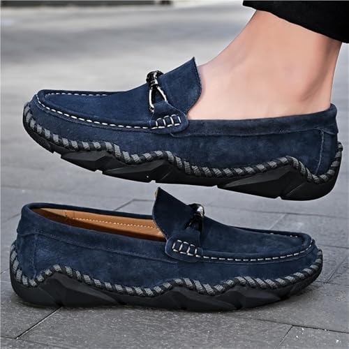 Mens Loafers Round Toe Solid Color Suede Lightweight Flexible Slip Resistant Classic Party Slip-on2