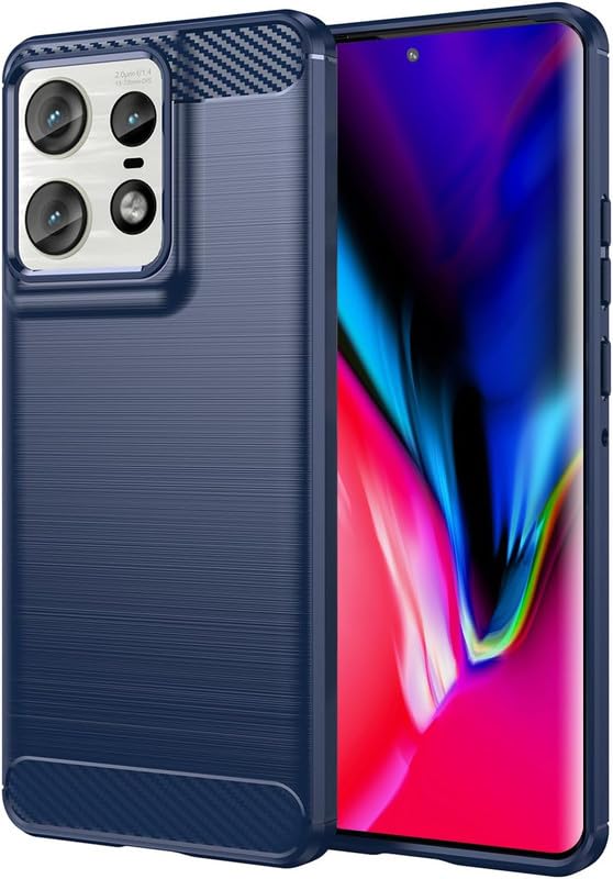 Image of NPRC Hybrid Ultra Slim Protective Case TPU Non-Slip Carbon Fiber Texture Shockproof Case Cover for Moto Edge 50 pro - Blue