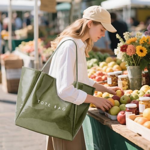 Image of KALIDI PVC Tote Women Weekender Bag Large Shopper Handbag Oversize Shoulder Travel Purse