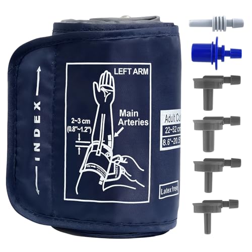Extra Large Blood Pressure Cuff 22-52CM Blood Pressure Monitors Cuff Adjustable XL Compatible with Other BP Monitors for Adult with Big Arms Women Men 6 Connectors (BP Cuff Included Only)