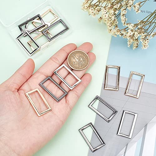 Image of GORGECRAFT 1 Box 3 Colors 15PCS Metal Flat Rectangle Rings Buckle 1 inch(25mm) Square Strap Webbing Belt Rings Rectangular Metal Loops Strap for Bag Belt Strap Heavy Duty, Gun Black Gold Silver