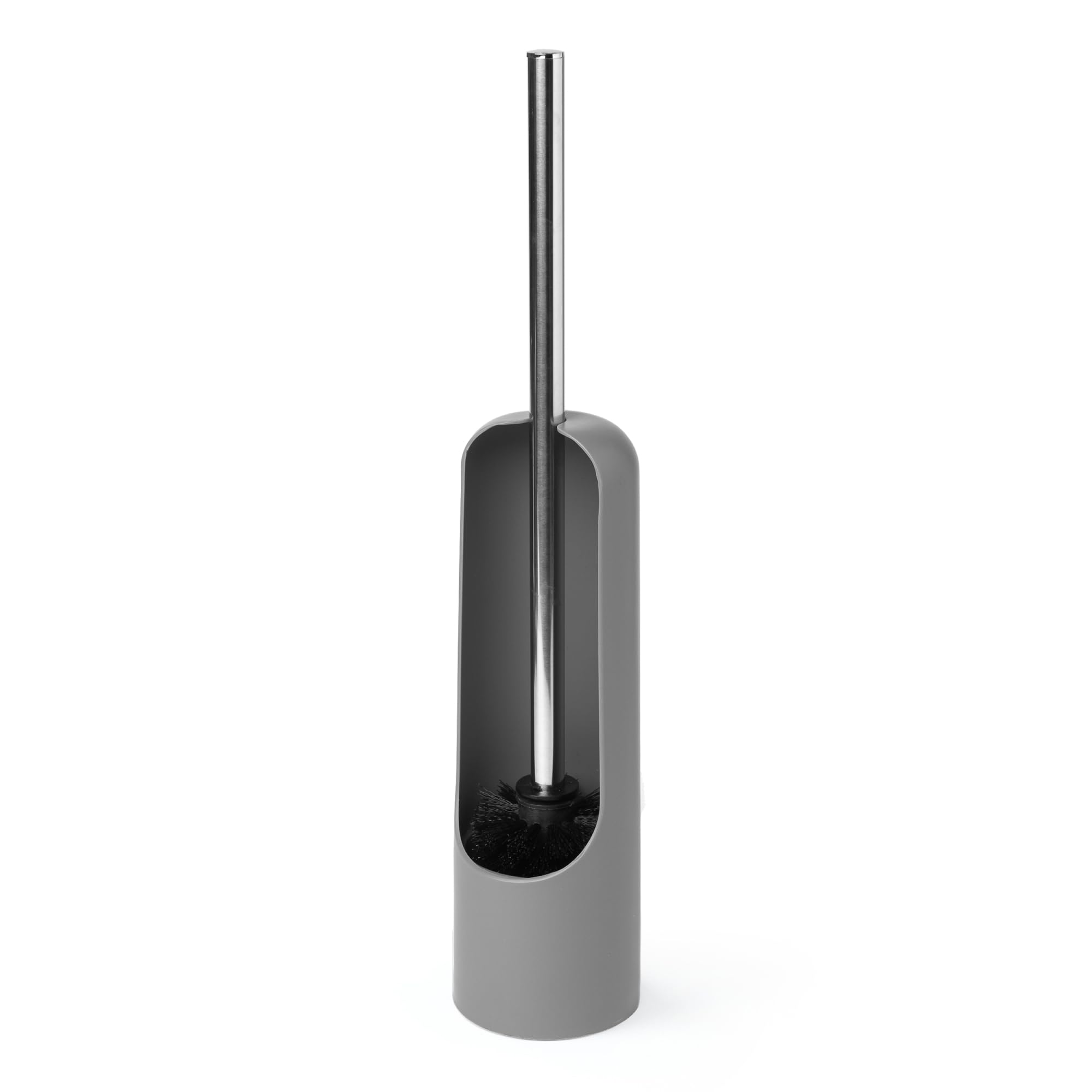 Umbra Touch Toilet Brush with Holder/Stand – Durable, Slim Cleaning Tool with Dense Bristles – Removes Stubborn Stains, Grey