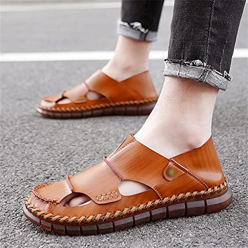 Leather Sandals Men Men's Sandals Outdoor Beach Hiking Slip-On Trekking Leisure Non-Slip Slippers(40)3