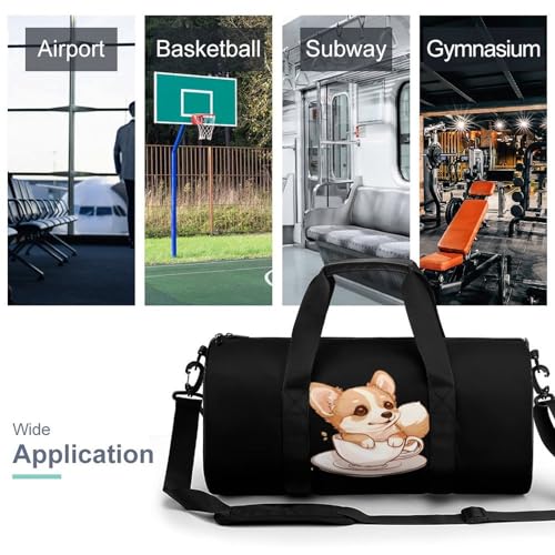 Corgi Corgffee Cute Sports Gym Bag Travel Duffel Workout Bag with Adjustable Strap3