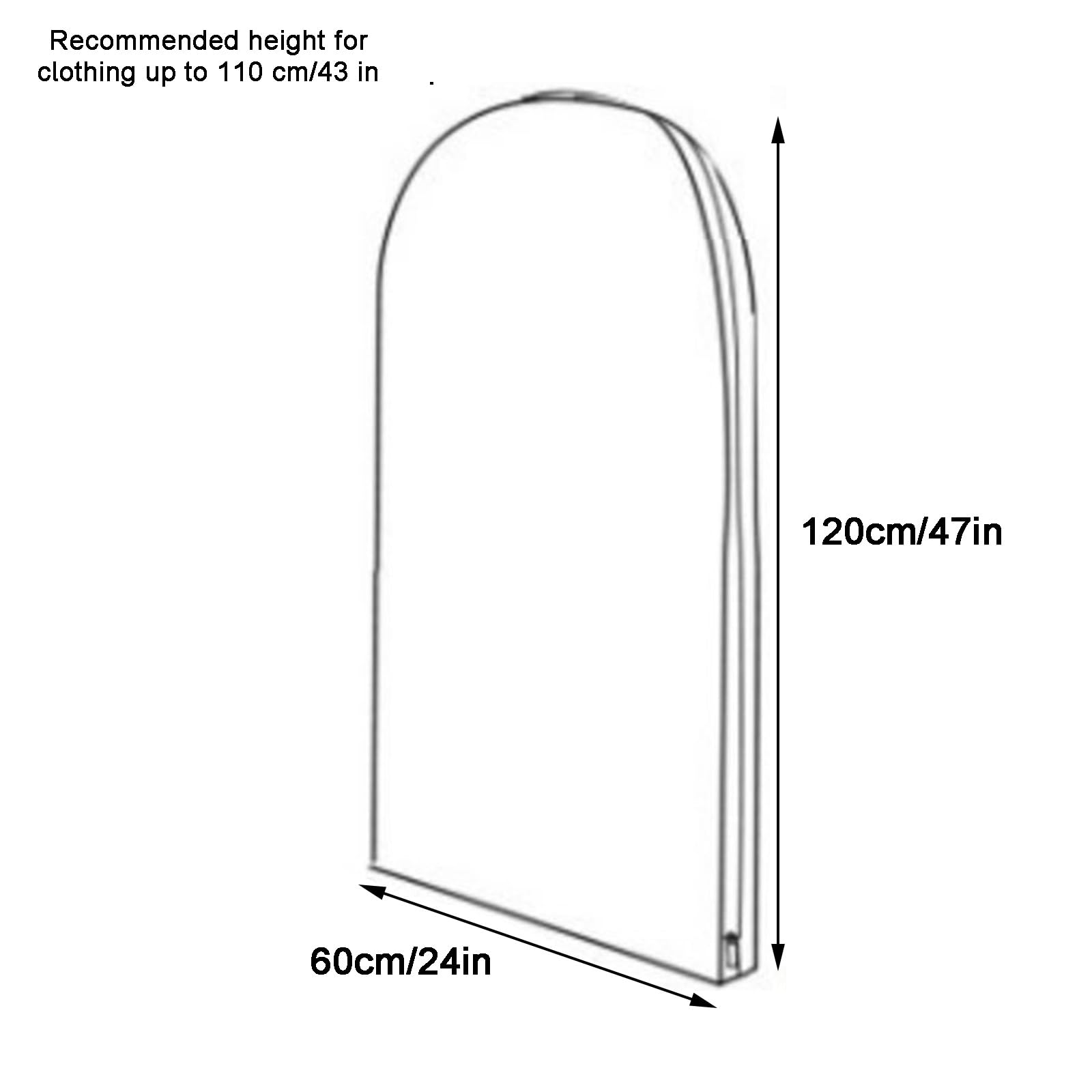 Copriabiti da Armadio, Copriabiti, Copertura Trasparente per Abiti, Completamente Chiusa con Cerniera sul Lato, Ideale per Cappotti, Abiti, Vestiti (5 Pezzi)(60 * 120cm/24 * 47in)