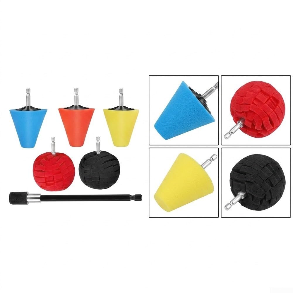 Kit 6 Piezas Esponjas Cono Pulido Llantas Coche Taladro