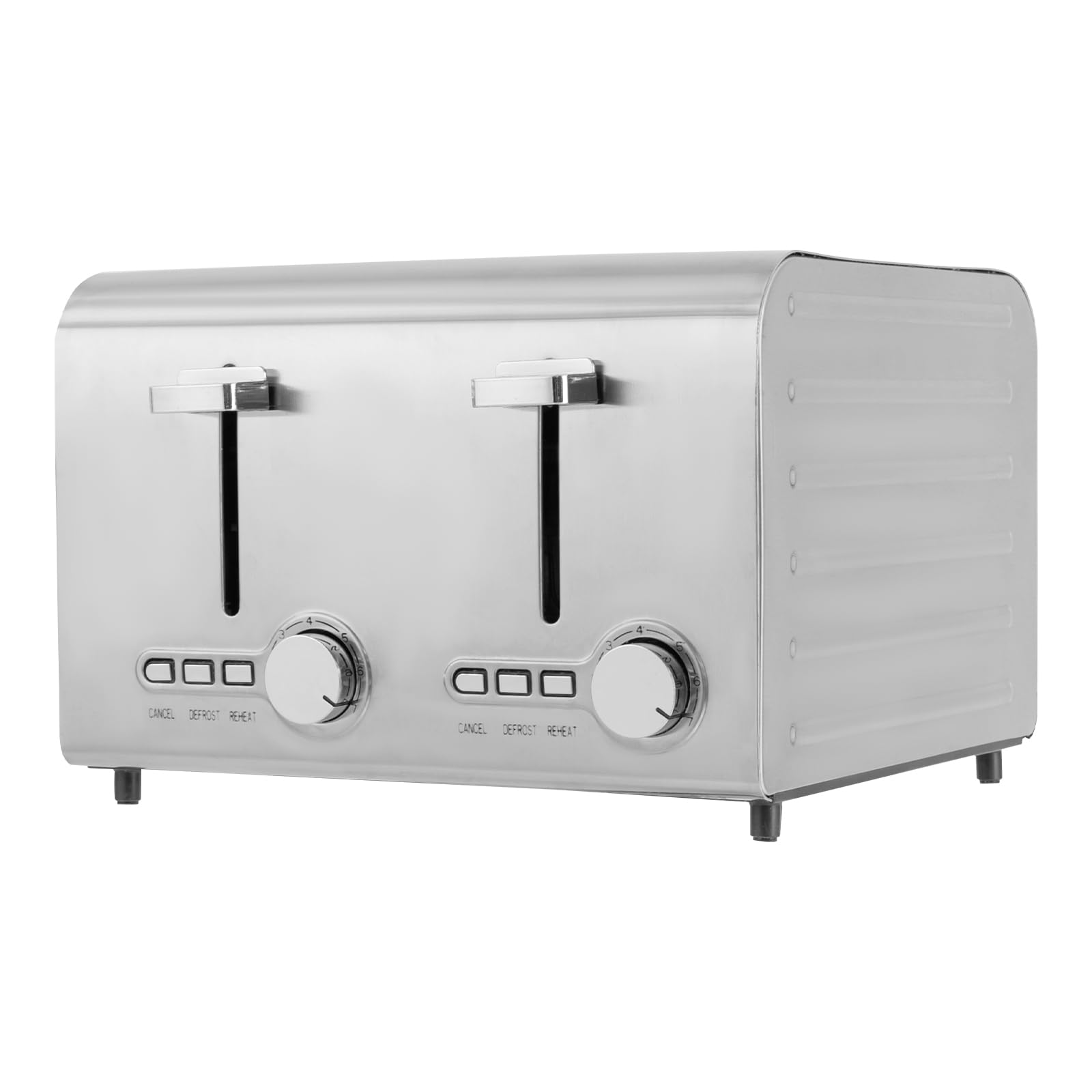 Tostapane in argento, 4 fette, in acciaio inox, per casa, panetteria, snack bar, ristorante, caffetteria, 27,8 x 28 x 19,3 cm