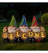 FURUBETA Garden Gnomes Solar Powered Welcome Statue, Outdoor Patio Yard Decor, Durable Resin, for...