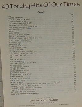 Torchy : Forty Torch Songs for those who have loved and...