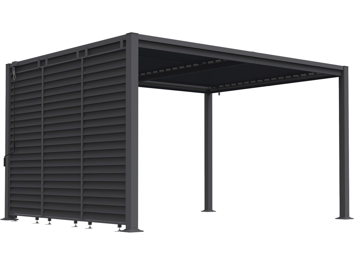 Pergola bioclimatique avec 3 persiennes en Acier galvanisé Howard - 3 x 4 m - Gris