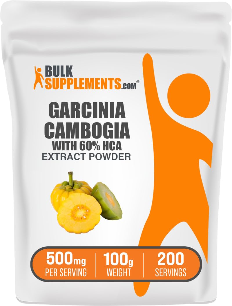 BulkSupplements.com Garcinia Cambogia Extract Powder - 60% HCA, from Garcinia Cambogia Fruit, Herbal Supplement - Gluten Free, 500mg per Serving, 100g (3.5 oz) (Pack of 1)
