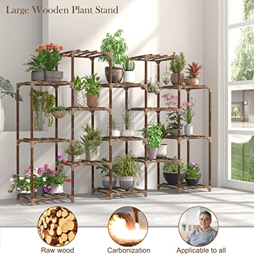 Veakoo Plant Stand Indoor Outdoor, 15 Tier Tall Wood Plant Shelf Large Flower Pot Stands Ladder Garden Shelves Hanging Planter Holder Multiple Plant Display Table Rack For Window Corner Living Room #TOP2
