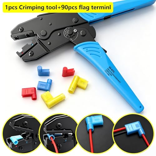 smseace Flag Terminal Crimper AWG 22-14 (0.5-2.5mm²) Electrical Crimping Tool for right angle spade connector Ratchet Terminal Crimper by smseace - Used condition - Image 4