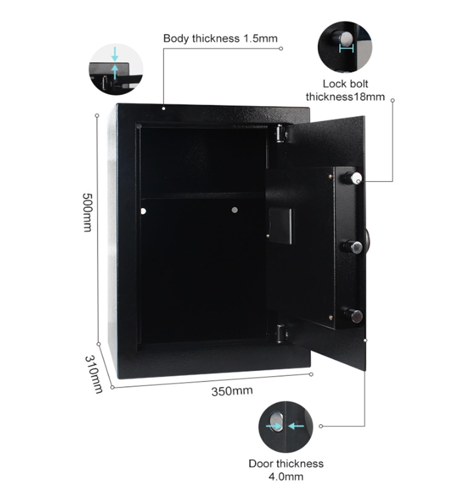 sicuro Cassetta di sicurezza elettronica for depositi di sicurezza con sistema di allarme a tastiera digitale for oggetti di valore in contanti cassaforte