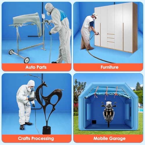 12.5 x 10 x 8 FT Inflatable Paint Booth Portable Paint Booth Spray Paint Tent with Air Filter System & Blower for DIY Spray Car Truck Motorcycle Garage Auto Part Painting