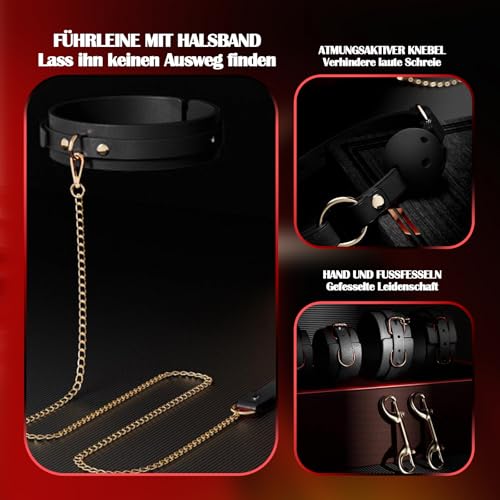Elektroschock Halsband Sex Toyset für Paar Set Extrem Fesselsatz BDSM Bondage Set Fesseln Handschellen Sexspiele Fesseln Extrem Fesselset Sex Spielzeug Paare Frauen Männer Erotisches