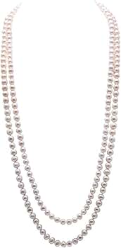 JYXJEWELRY Double Strand Pearl Necklace 8-9mm AA Round White