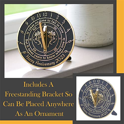 Anniversary Sundial Gift For Any Wedding Anniversary -Love Is 2023- Recycled Metal Home Decor/Garden Present Idea Handmade In The Uk For Parents, Grandparents, Friends, Couples Years Of Marriage #TOP3