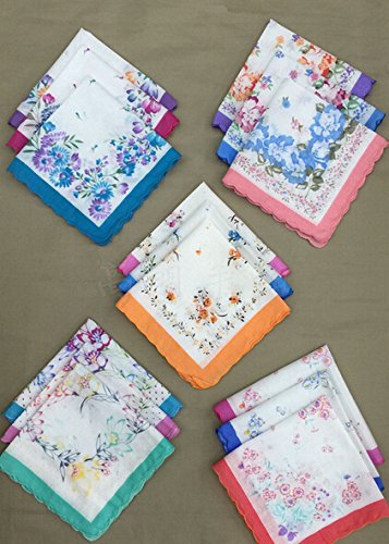 image for Forlisea Womens Colorful Ladies Hankies 100% Cotton Handkerchief Wendd