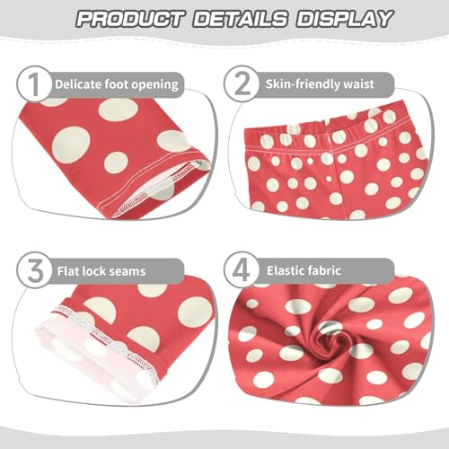 KLL Polka White Dots on Red Background Toddler Baby Girl Athletic Leggings Comfortable High Waisted Dance Pants Gym3