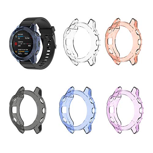 TenCloud Coques compatibles avec Garmin Fenix 6/Fenix 6 Pro/Sapphire Coque de Protection en TPU Souple pour Fenix 6 Series Uniquement (Pas pour Fenix 6S et 6X) (5pcs)