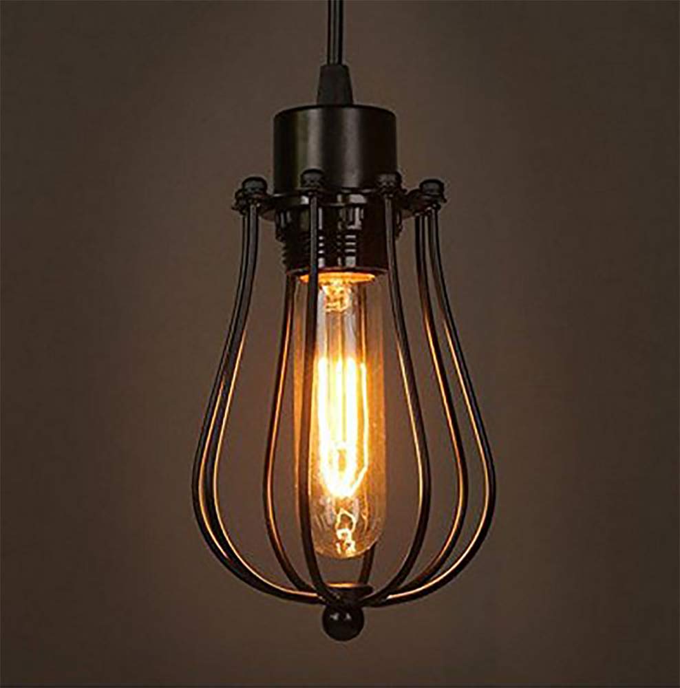 Mengjay Rétro Metal Suspension Noir Cage Industriel Vintage Suspensions