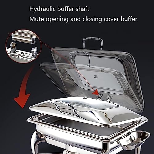 Buffet-Heizplatten aus Edelstahl – Buffetwärmer, Heiztabletts, Lebensmittelwärmer mit massiven Stahldeckeln (304 rechteckig, DREI) – Bild 7