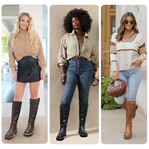 Vepose Women’s 9658 Knee High Boots Low Heel, Platform Tall Boots with Side Zipper for Ladies2