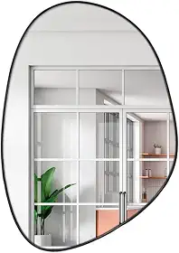 Espelho Decorativo modelo Orgânico de 60x40 com Suporte para Parede (Preto)