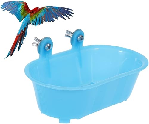 Miniatura 4 de Juguete de bañera de periquito para jaula, ducha de loro, piscina para pájaros, herramienta de limpieza con espejo inferior para loro, munia y otros