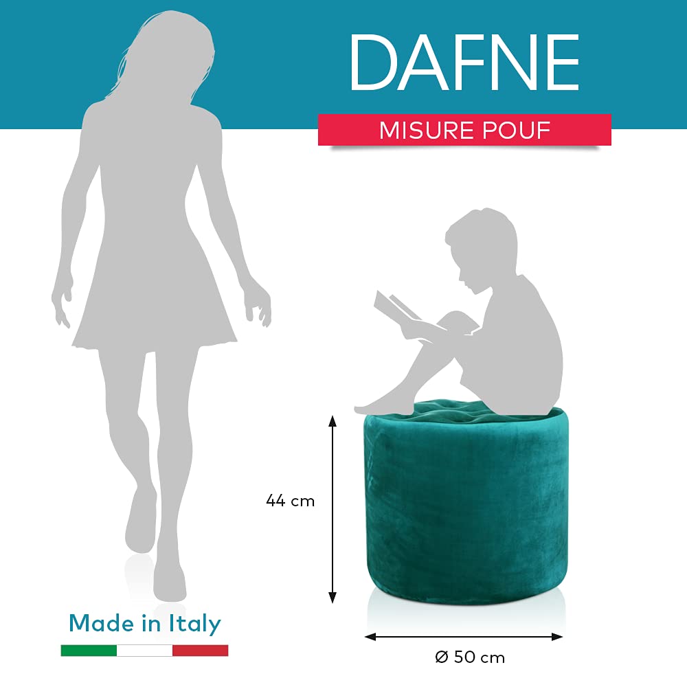 Repose-pieds Ou Tabouret 50 Cm En Velours Bleu - Style Art Déco - Comme Neuf