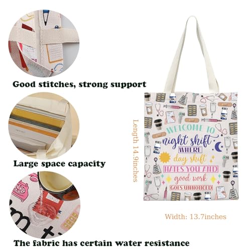 KUIYAI Night Shift Nurse Tote Bag Nurse Appreciation Gift Emergency Nurse Gift Healthcare Worker Gift Student Graduation Gift2