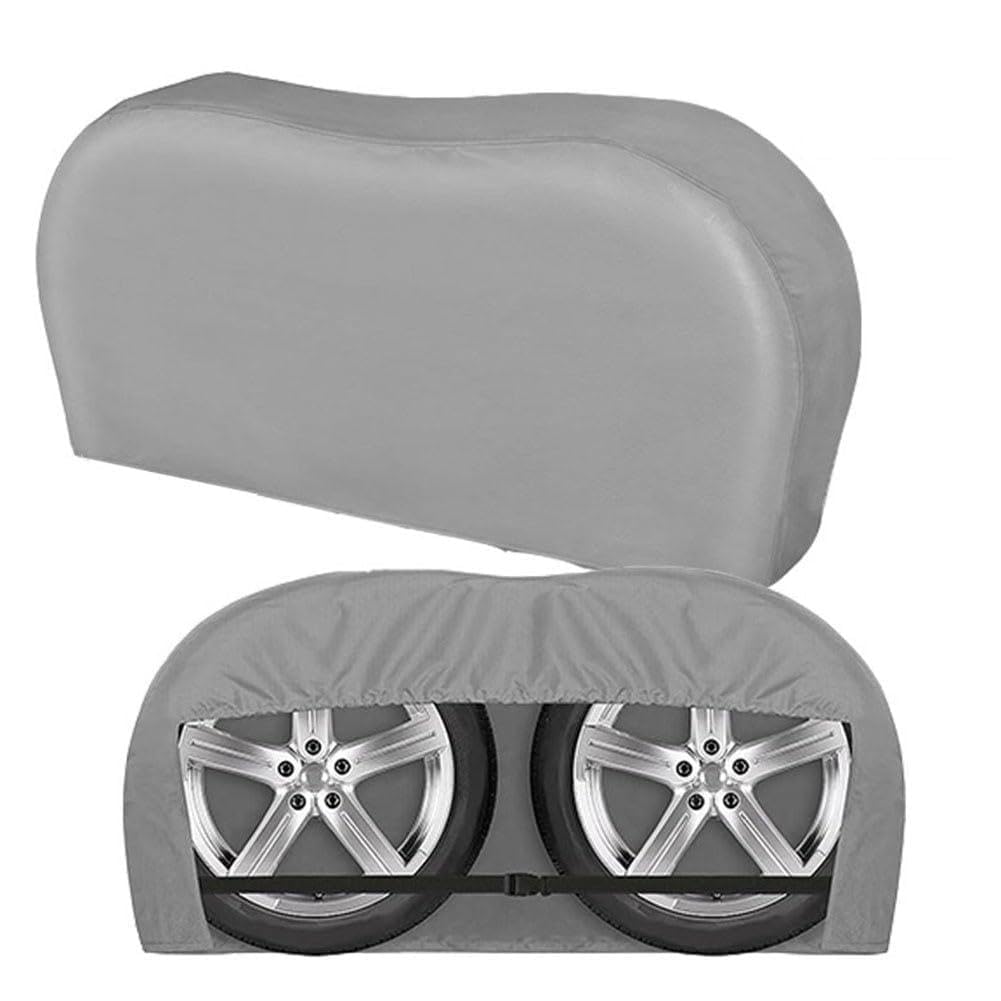 FUBESK Fundas de neumáticos de doble eje resistentes, paquete de 2, protectores de rueda de tela Oxford con resistencia a los rayos UV para camión, remolque, SUV, diseño resistente al viento con