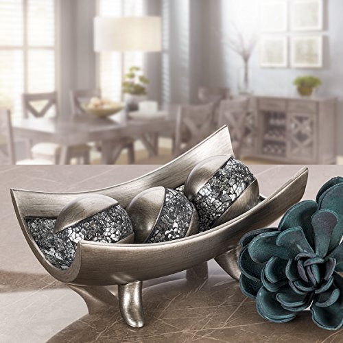 Creative Scents Schonwerk Silver Centerpiece Bowl - Coffee Table Decor - Centerpiece Table Decorations for Dining Room Living Room or Entry Table - Decorative Bowl - Best Wedding/Birthday Gift - Image 5