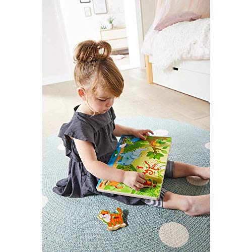 HABA 303181 - Sound-Greifpuzzle Im Dschungel , Kinderpuzzle ab 2 Jahren mit süßen Tiermotiven , Lustige Tiergeräusche sorgen für extra Spaß