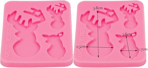 Miniatura 5 de AMZTOART Molde de resina súper brillante de la familia de ciervos de Navidad DIY llavero arte moldes de silicona para manualidades con epoxi