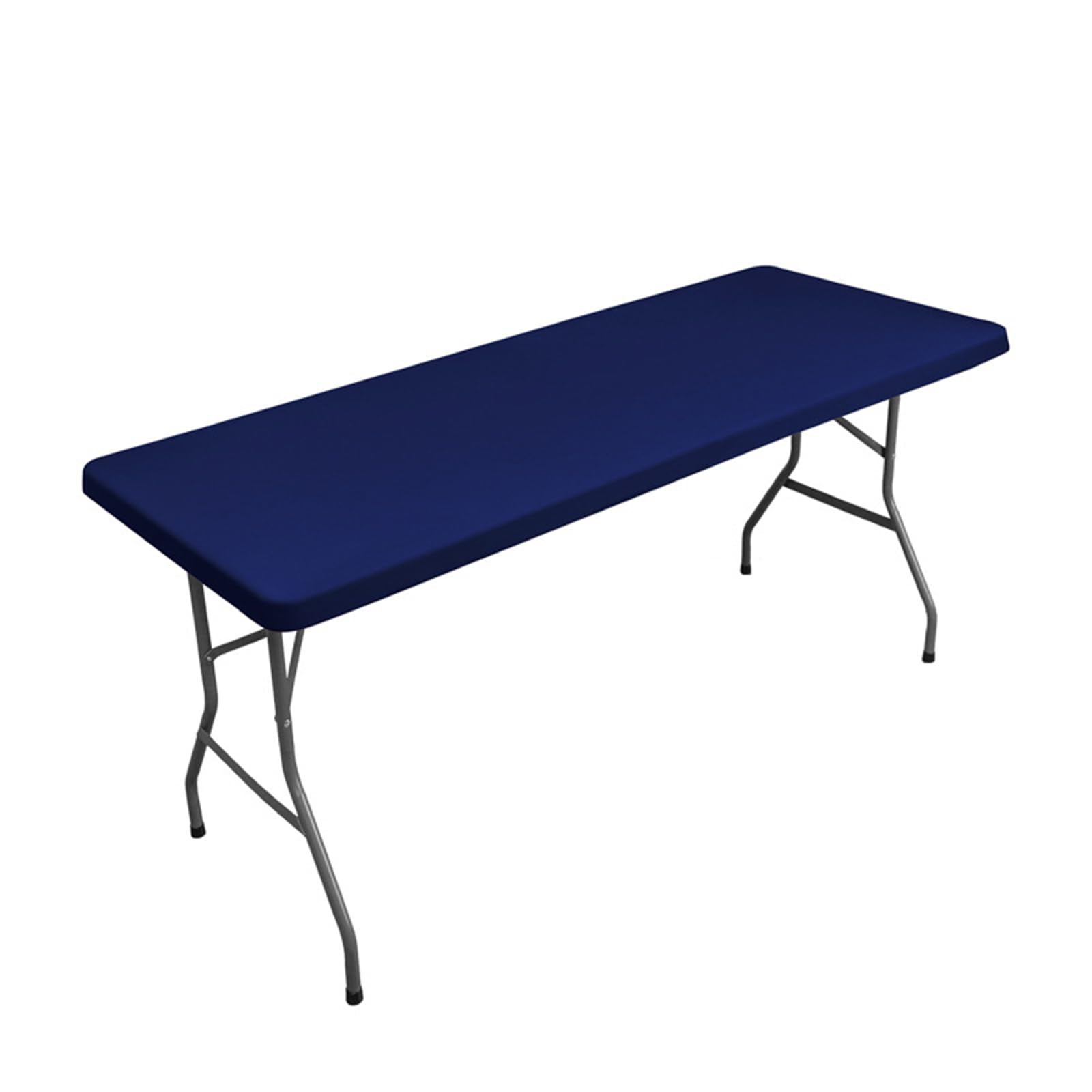 Odot Stretch Rectangular Tablecloth, Solid Colour Table Cover with Elastic Edged Wipe Clean Washable Fitted Table Protector for Banquet Folding Table Event Wedding (4FT,Navy Blue)