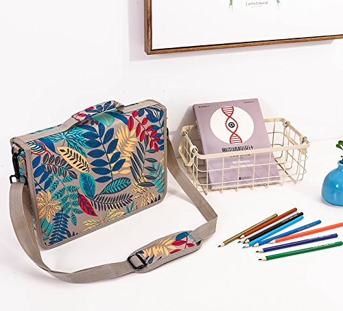 Shulaner 160 Slots Pencil Case Leaves Print Colored Pencils Holder Large Capacity Portable Pencil Bag Organizer