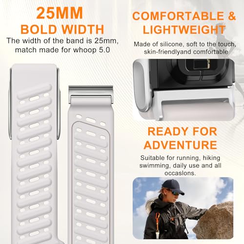 Image of omee Silicone Sport Band Compatible with Whoop 5.0 Band Strap Men Women, Breathable Sport Adjustable Waterproof Replacement Wristbands Straps for Whoop 5.0 Silicone Bands