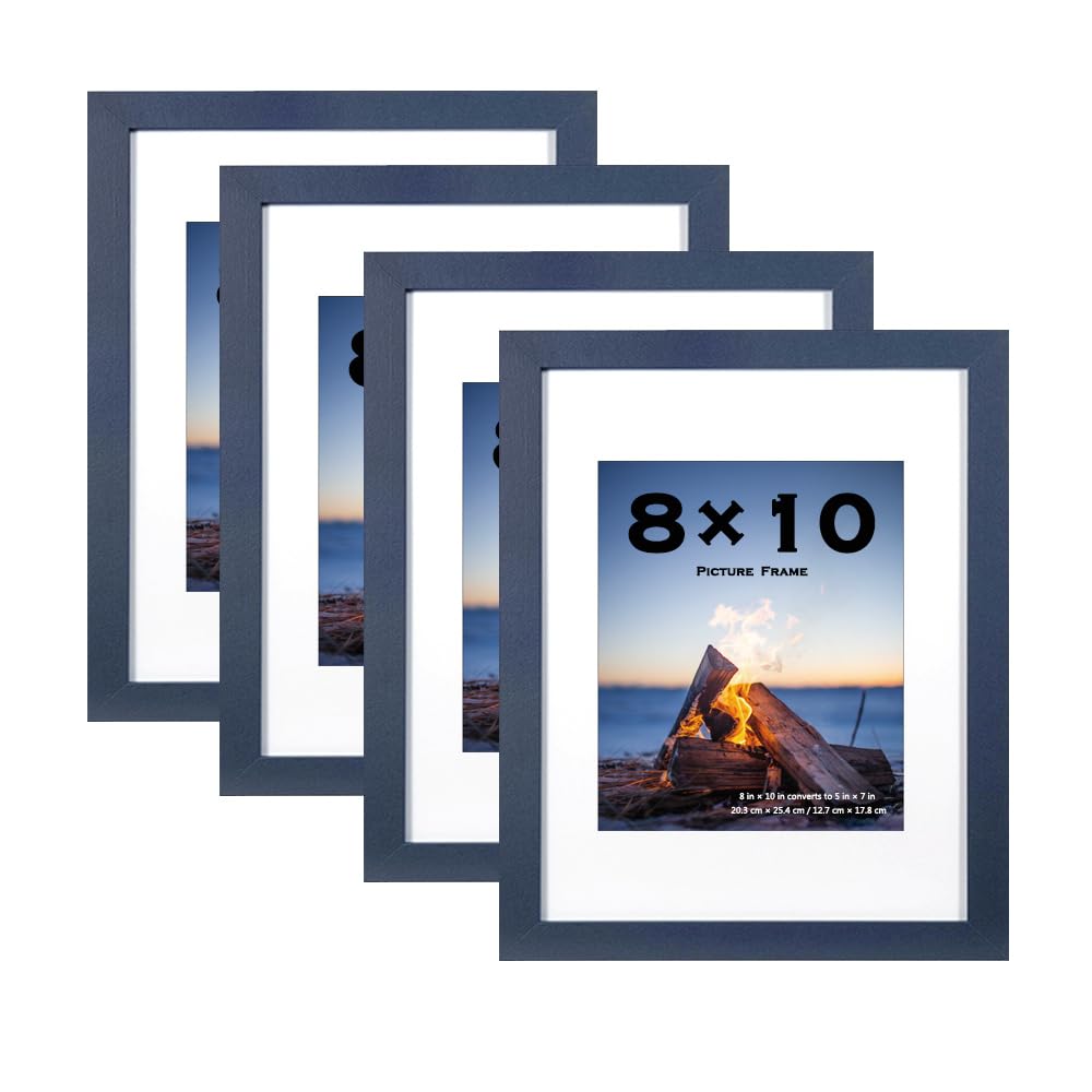 Scholar Tree Blue 10X8 Photo Frames Set Of 4, Wooden Picture Frames For Freestanding And Wall Mountable