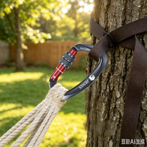 Image of Climbing Carabiner Clips,Locking Carabiner for Camping,Rescue,Hunting | UIAA Certified 25KN Climbing Carabiner,Screw lock Large Clips,Locking Carabiners for Rappelling, Mountaineering, D Shaped