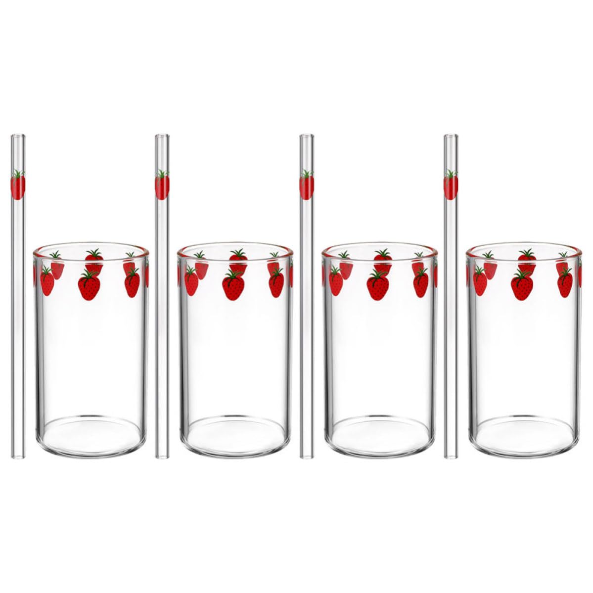 Vaso Transparente para Beber 4 Juegos de Vidrio de Borosilicato | Forma de Base Plana, para Leche y Zumo, Paquete de 4 Unidades, Uso Doméstico