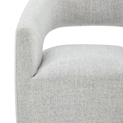 Image of KISLOT Upholstered Dining Chairs with Casters No Assembly Modern Barrel Armchair with Rollers for Diningroom Bedroom Livingroom Reading Room,Set of 2,Light Grey
